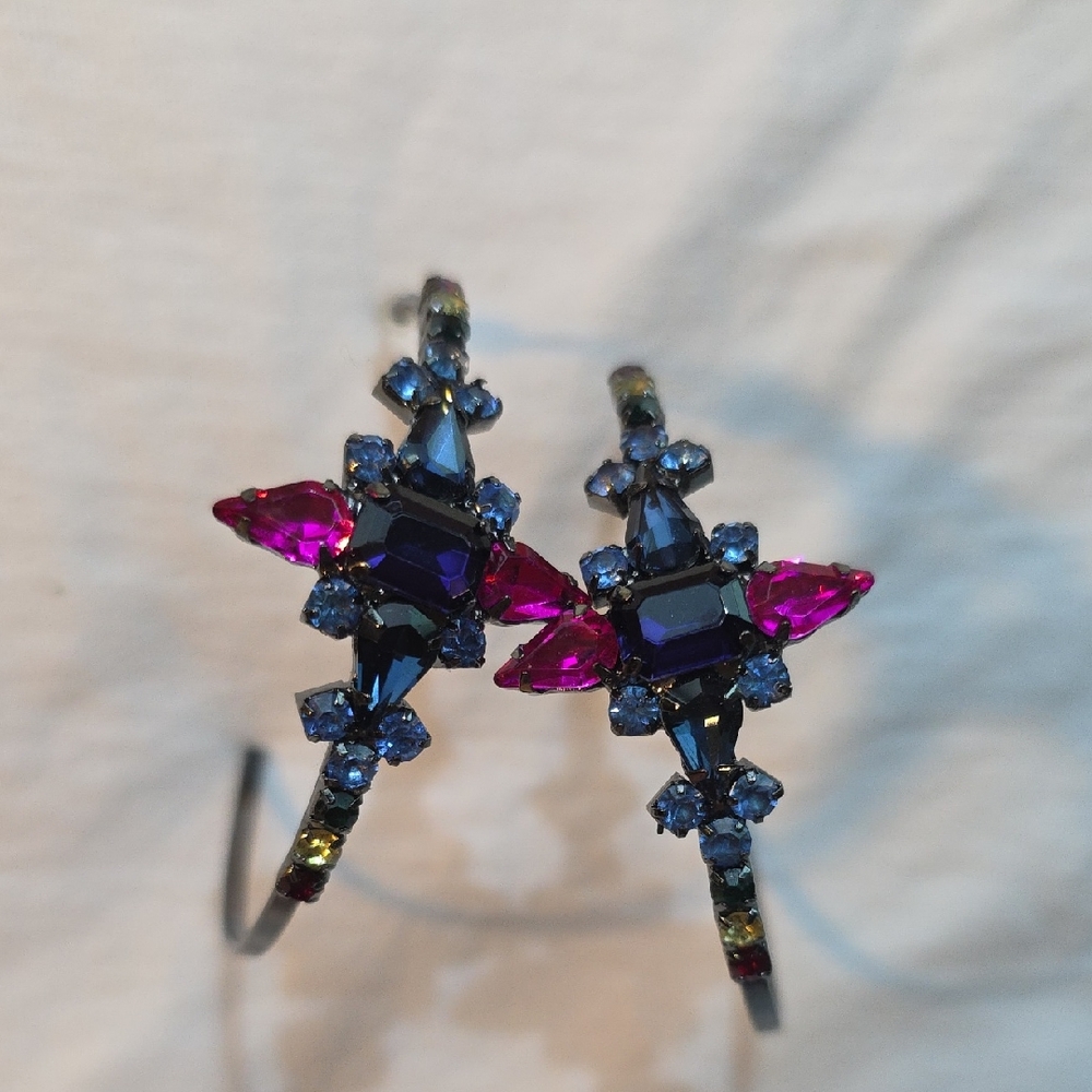 Elegant Purple and Pink Crystal Earrings